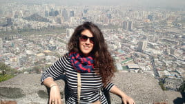 Andrea at the top of Cerro San Cristobal, in Santiago, Chile